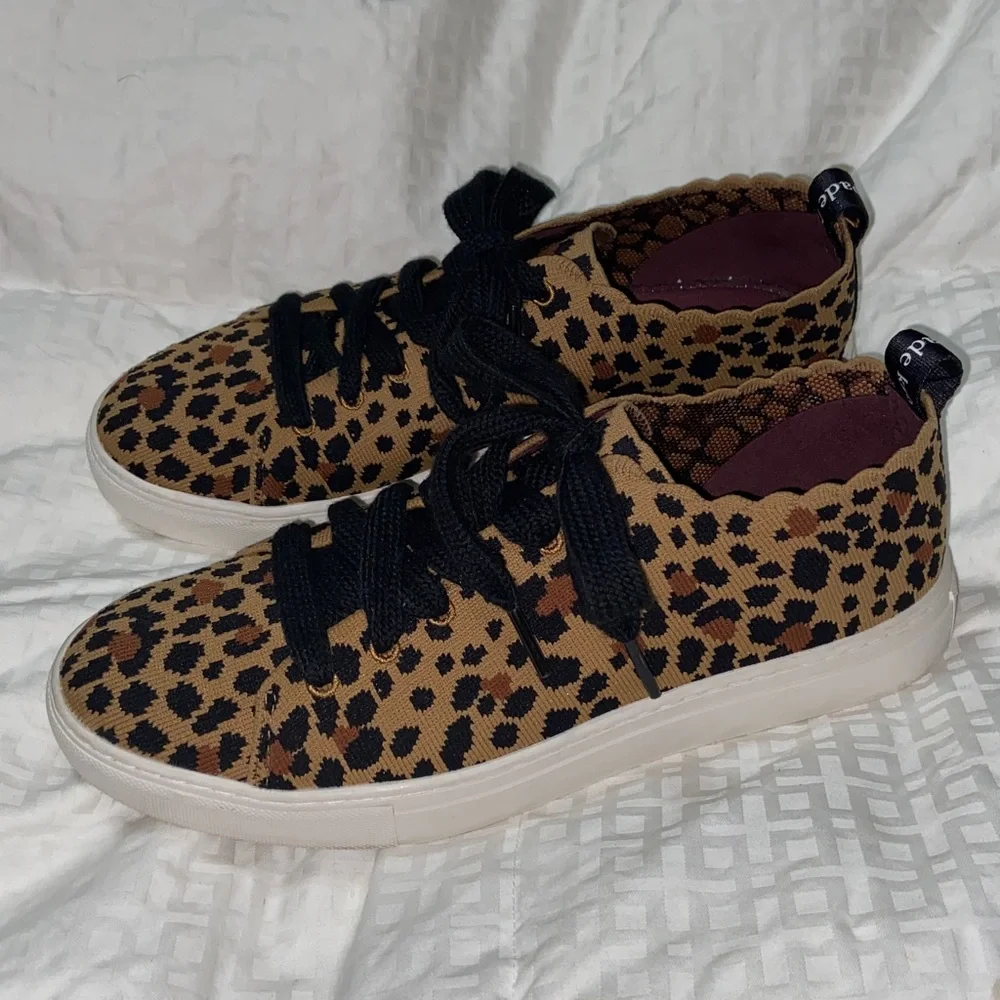 Kate Spade Abbie Knit Leopard Tennis Shoes 8